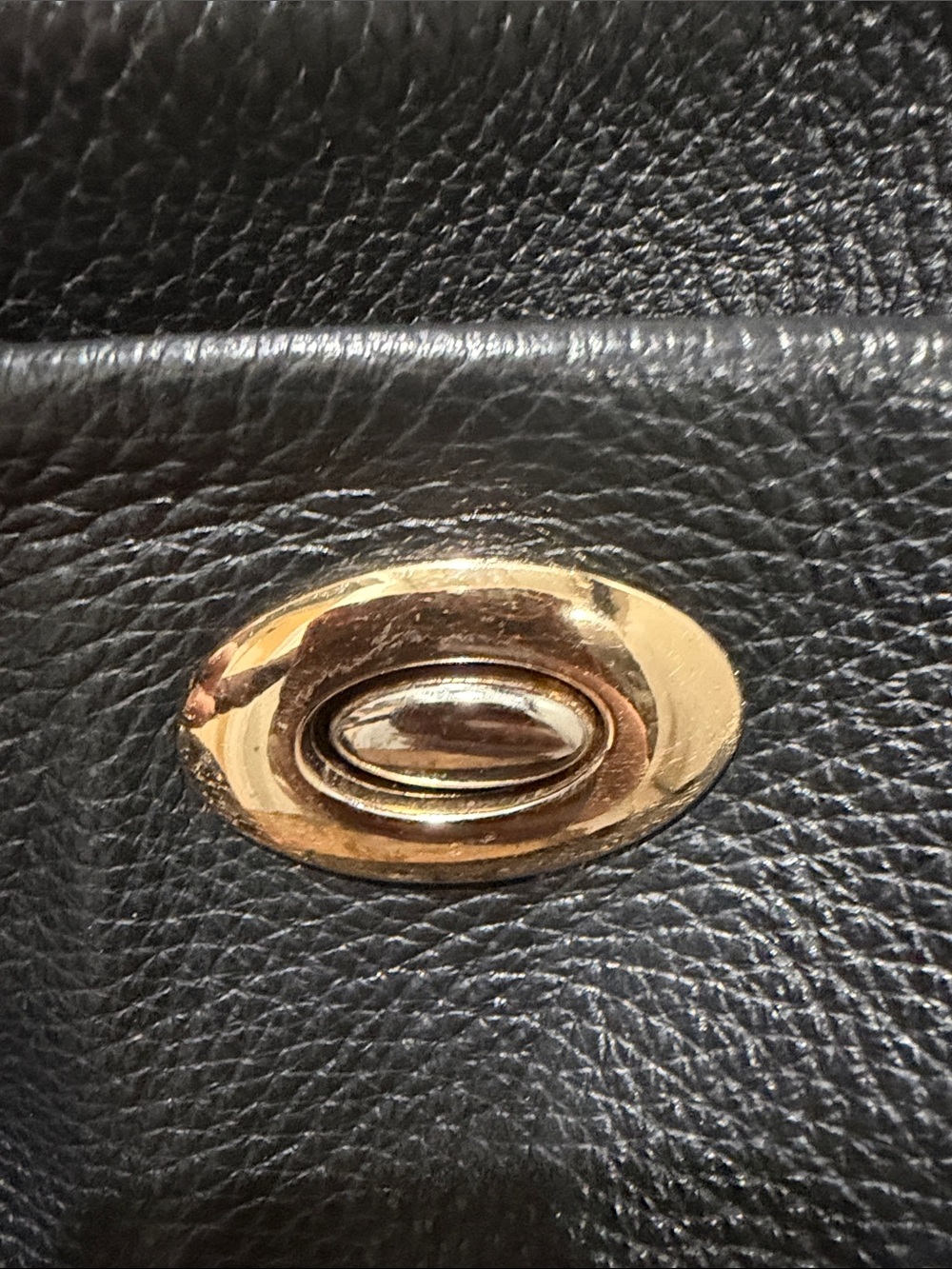 Black Leather Shoulder Bag with Gold Hardware - Picture 6 of 6